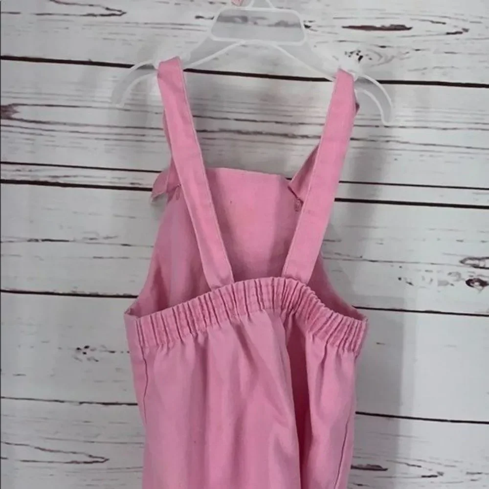 Vintage 90'S Skyline Pink Toddlers Embroidered Lace Overall‎ Shorts Size 3T